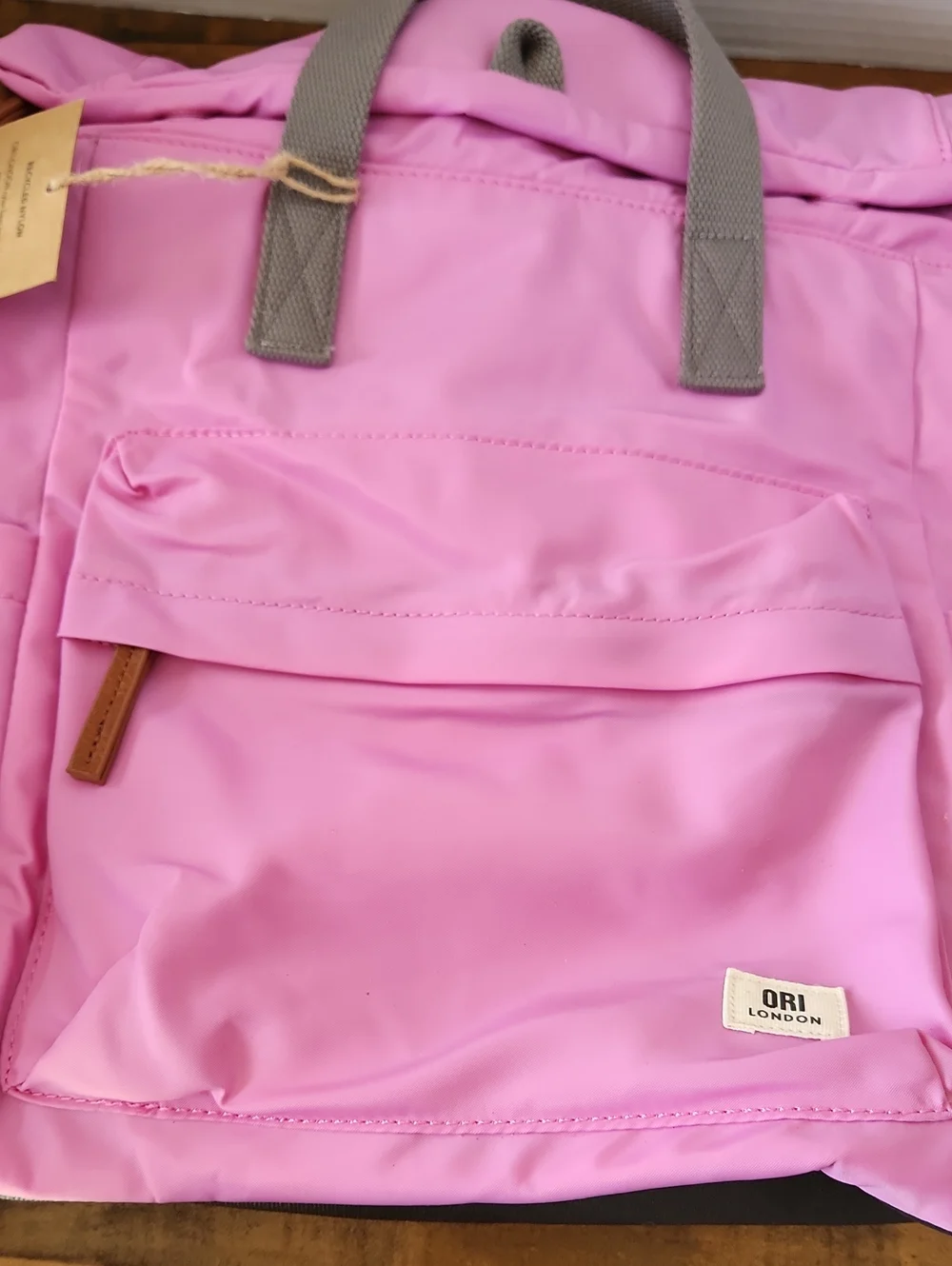 Orion London Pink Backpack Tote with Gray Handles